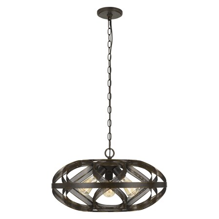 Cal Lighting 60W X 3 Alma 3 Lght Metal Mesh Pendant Fixture (Edison Bulbs Included) FX-3659-3
